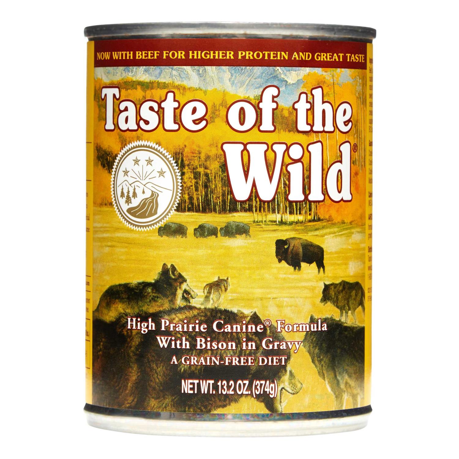 Taste of the Wild High Prairie Grain-Free Canine Recipe Wet Canned Dog Food with Bison in Gravy, 13.2 oz., Case of 12 - Healthber