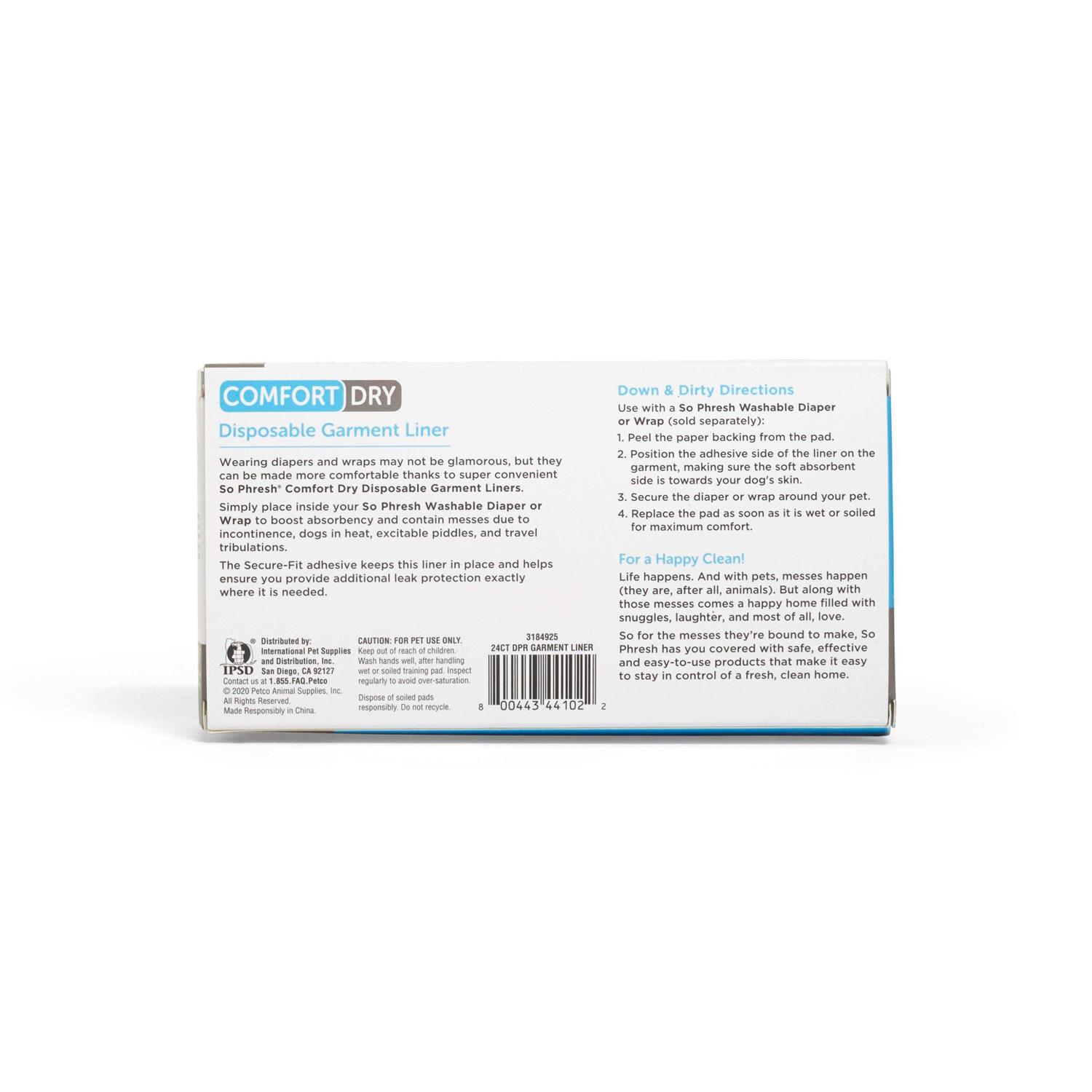 So Phresh Comfort Dry Disposable Dog Garment Liners - Healthber