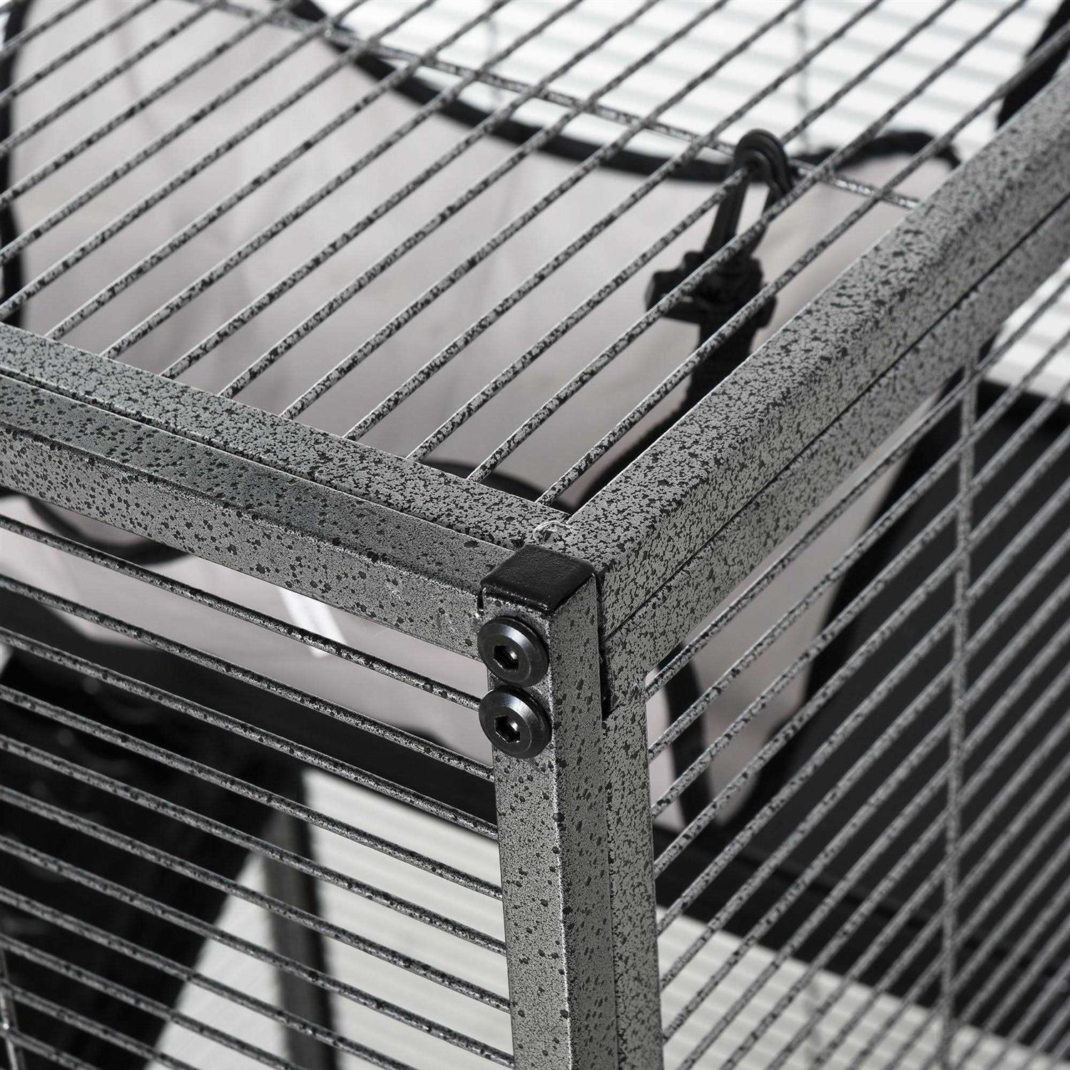 PawHut Rolling Small Animal Cage Pet for Rabbits, Chinchillas, Ferret with Wheels, Hammock, 4 Platforms and Removable Tray - Healthber