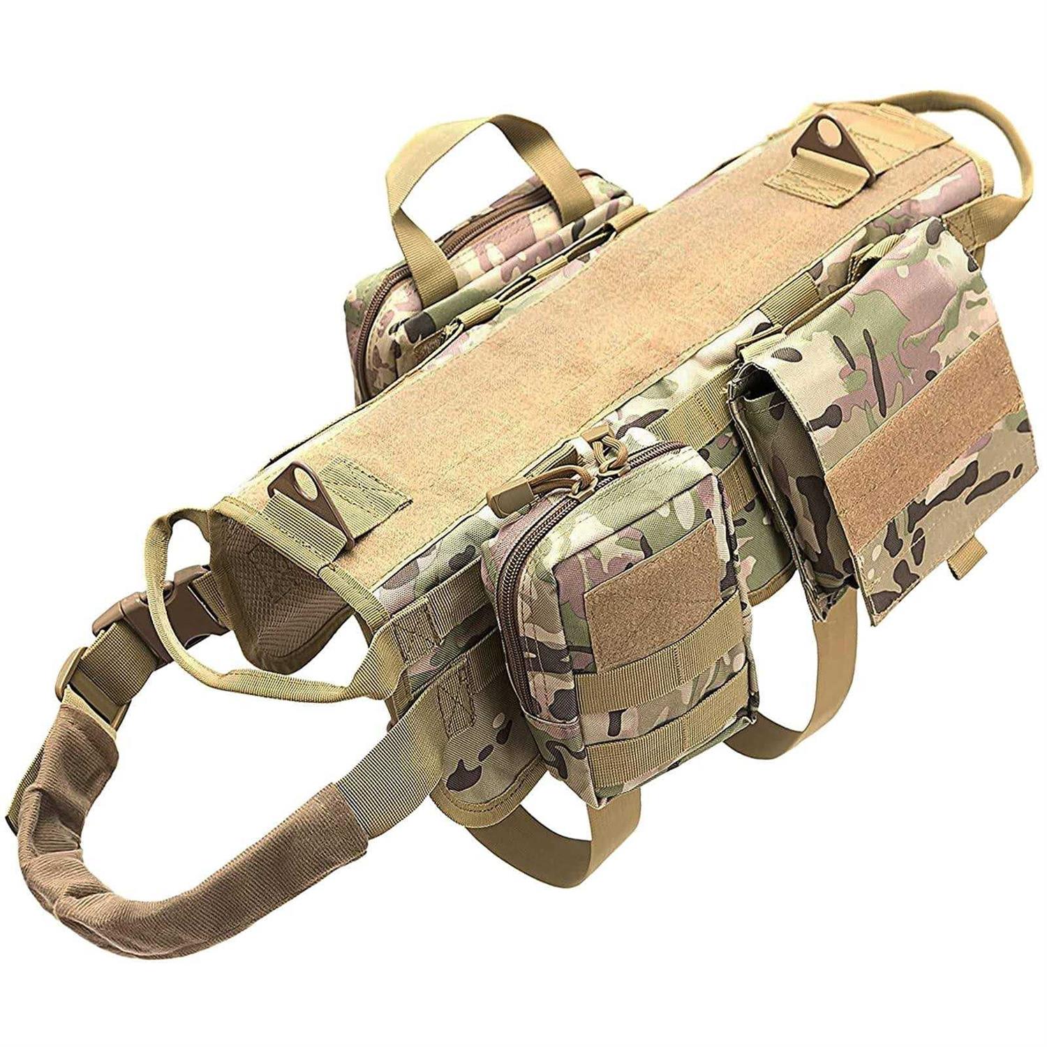 AIWAI Tactical Dog Harness with Pouches,Dog Vest Harness for Large Medium Dogs with Hook & Loop Panels,Adjustable Military Dog Harness with Handle - Healthber
