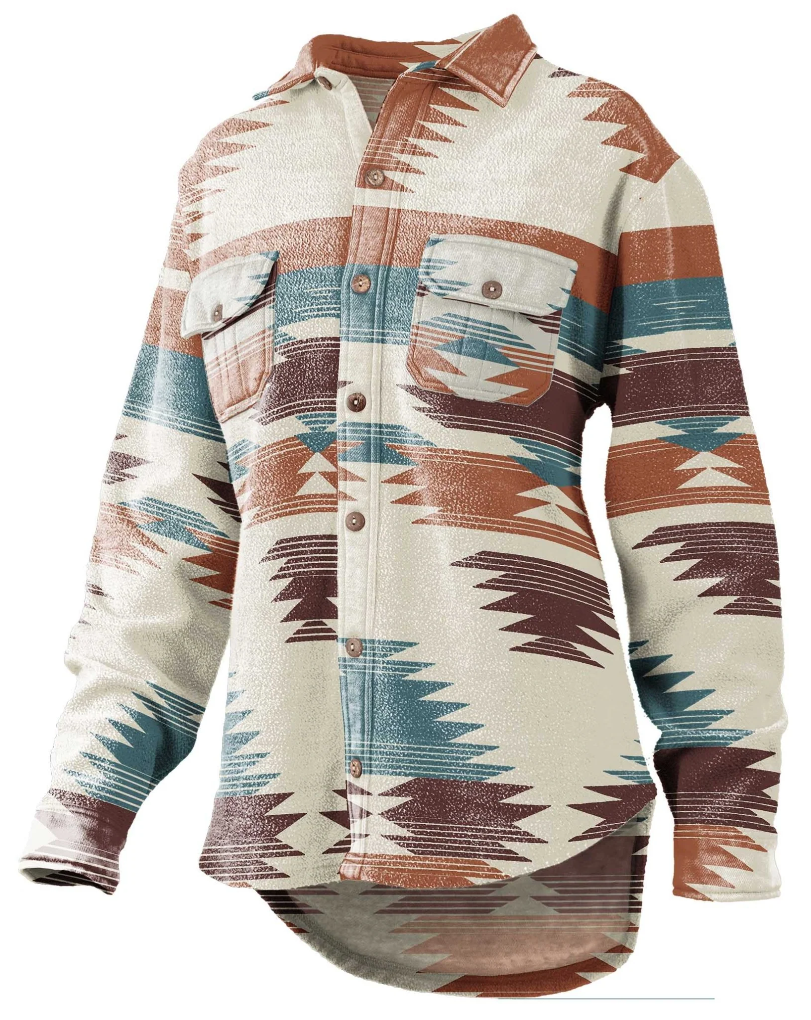 Turnrows Women's Aztec Reversed Fleece Shacket - Healthber