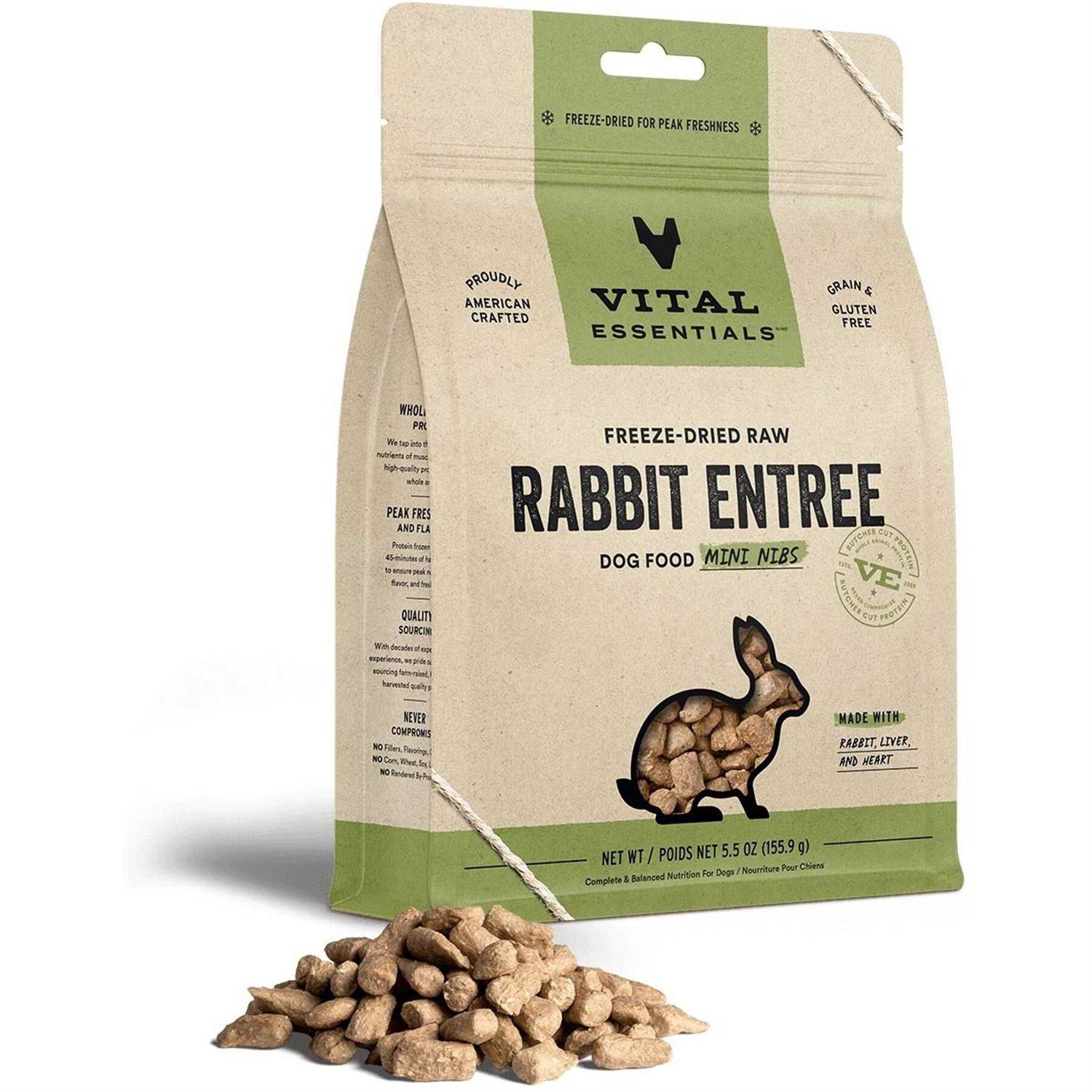 Vital Essentials Freeze Dried Dog Food Raw Rabbit Mini Nibs Entree - Healthber