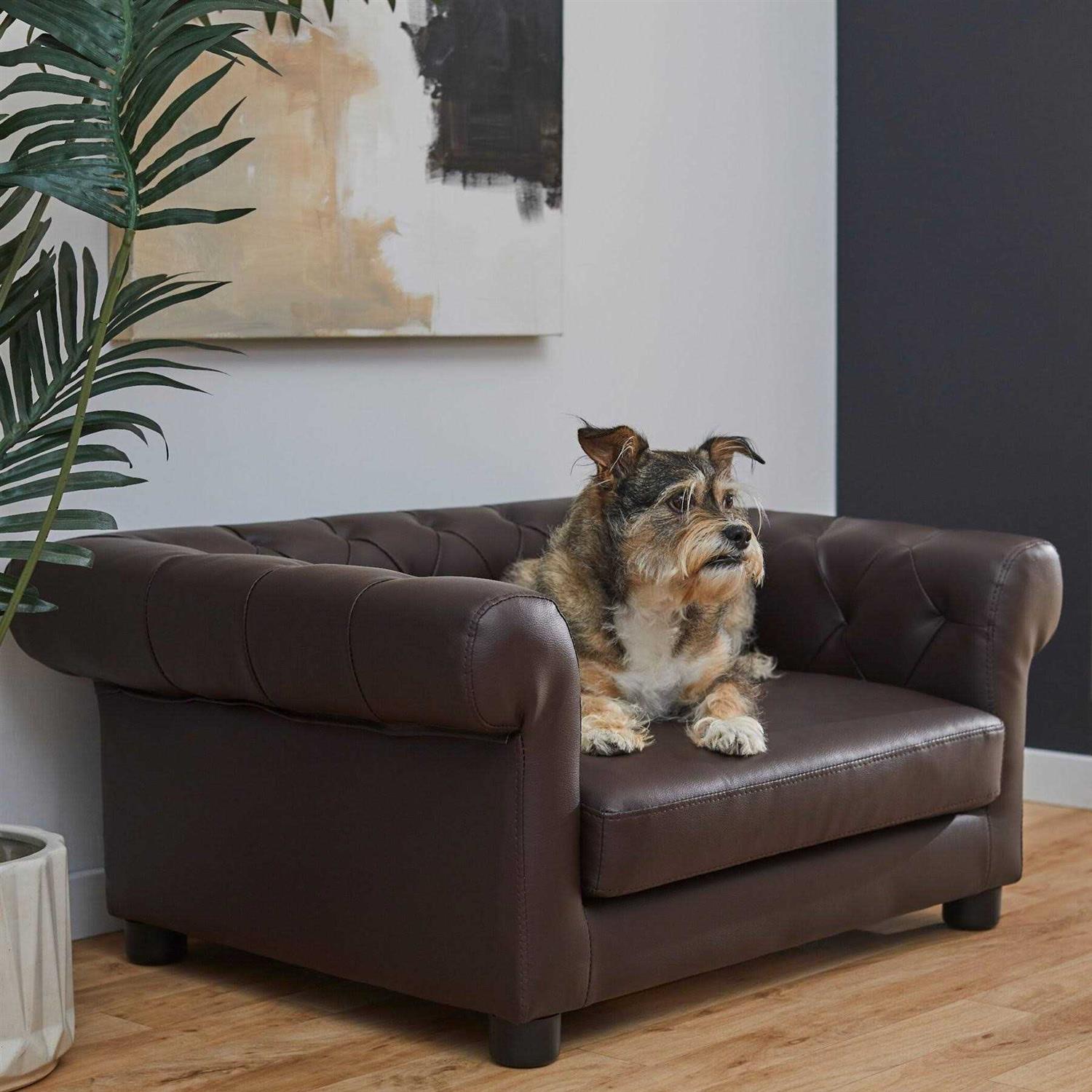 Frisco Leatherette Tufted Sofa Cat & Dog Bed - Healthber