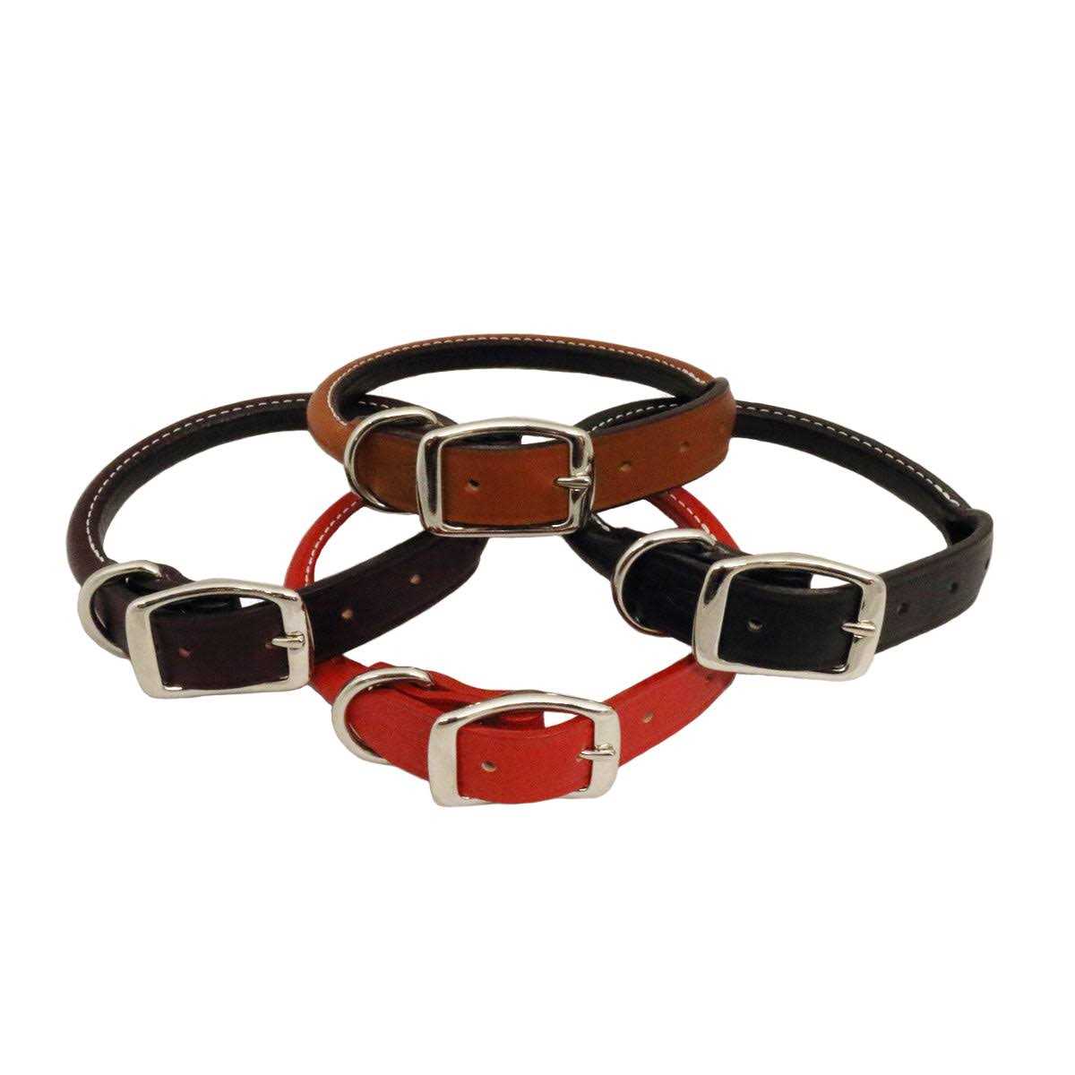Auburn Leather Rolled Dog Collar - Healthber