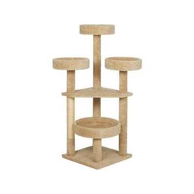 Frisco 65-in Real Carpet Scratch and Lounge Cat Tree, Beige - Healthber