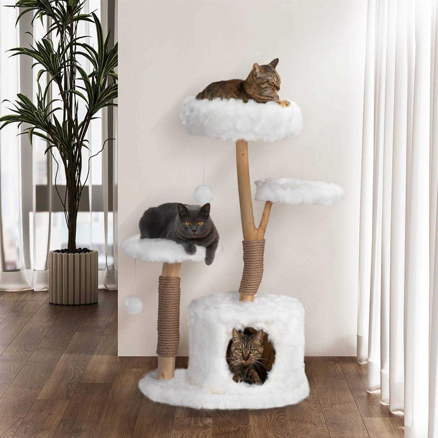 Coziwow Cat Tree Real Branch Luxury Cat Condo - Healthber