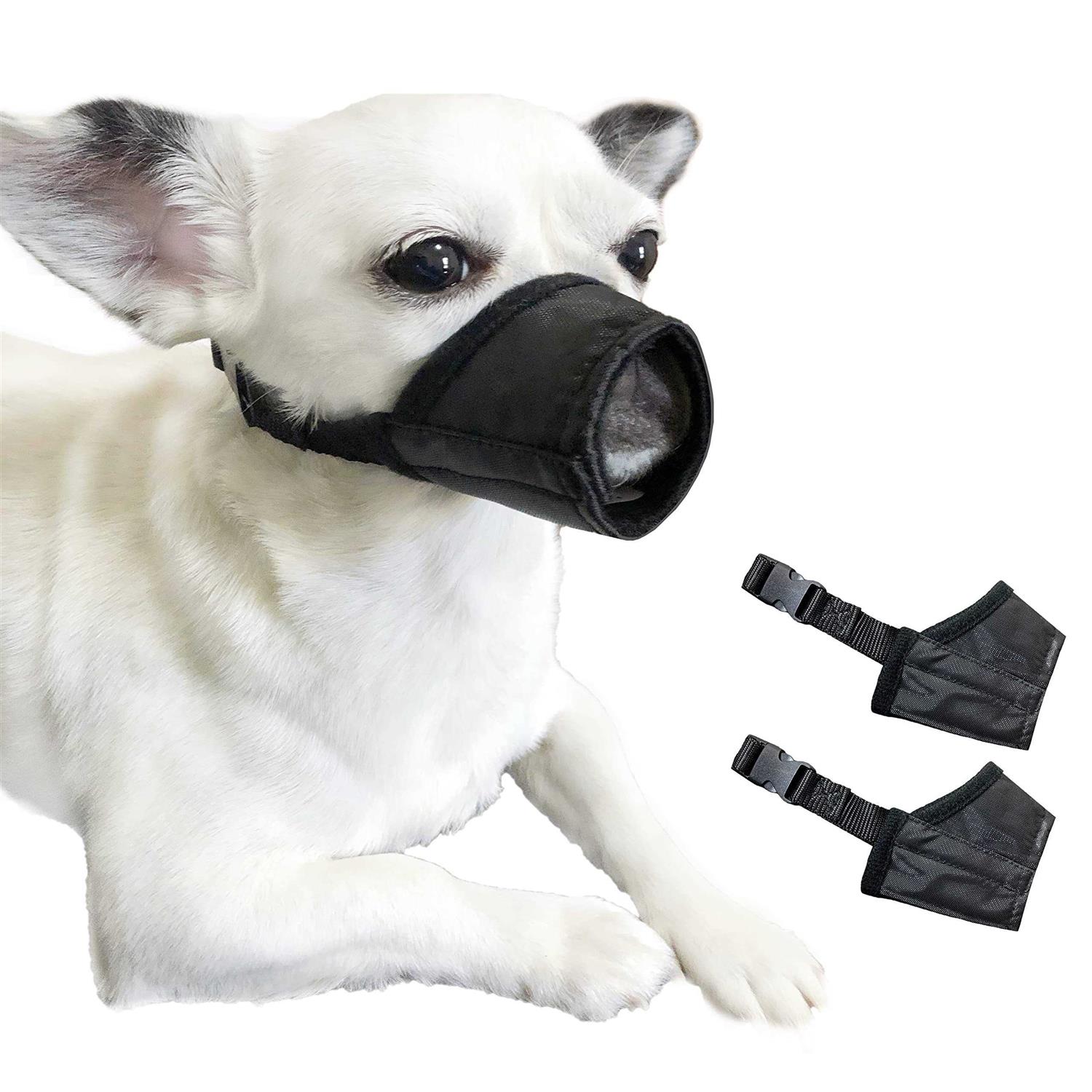 MoiiLavin Dog Muzzle XS Soft Air Mesh for Small Dogs with Long Snout Quick Fit for Grooming Adjustable Prevent from Biting Barking and - Healthber