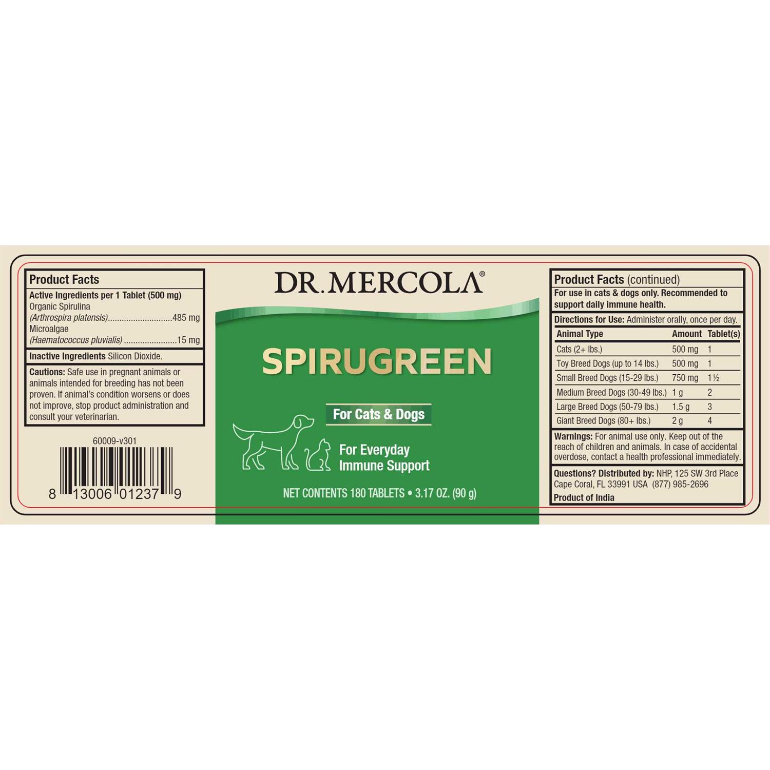 Dr. Mercola SpiruGreen for Cats & Dogs - Healthber