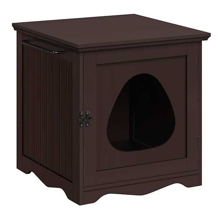 Topeakmart Espresso Furniture Indoor Cat Litter Box - Healthber