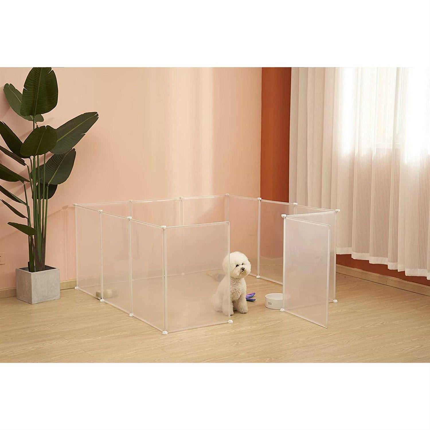 Allisandro 12 Grid Panel DIY Transparent Plastic Exercise Pet Playpen - Healthber
