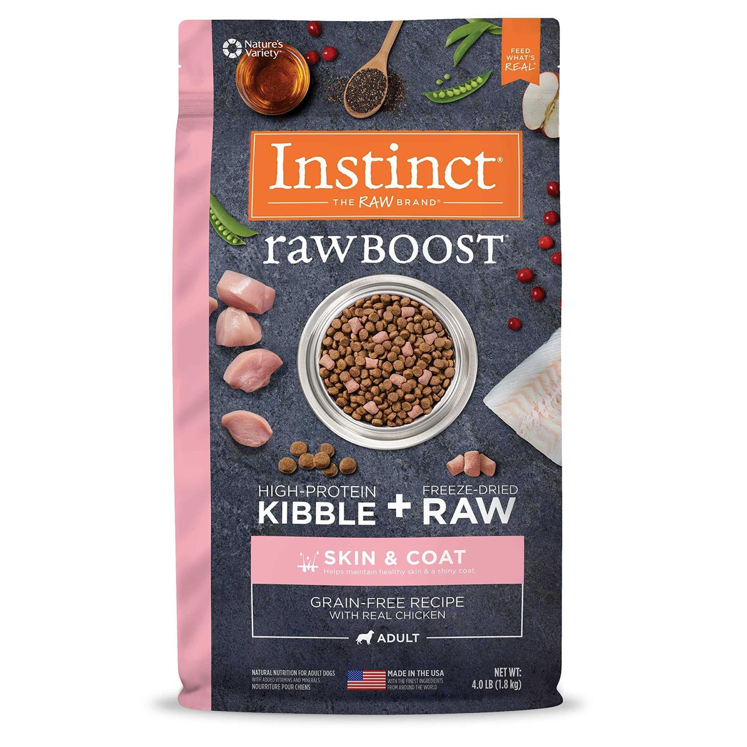 Instinct Raw Boost Grain Free Skin & Coat Health Recipe with Real Chicken Dry Dog Food - Healthber