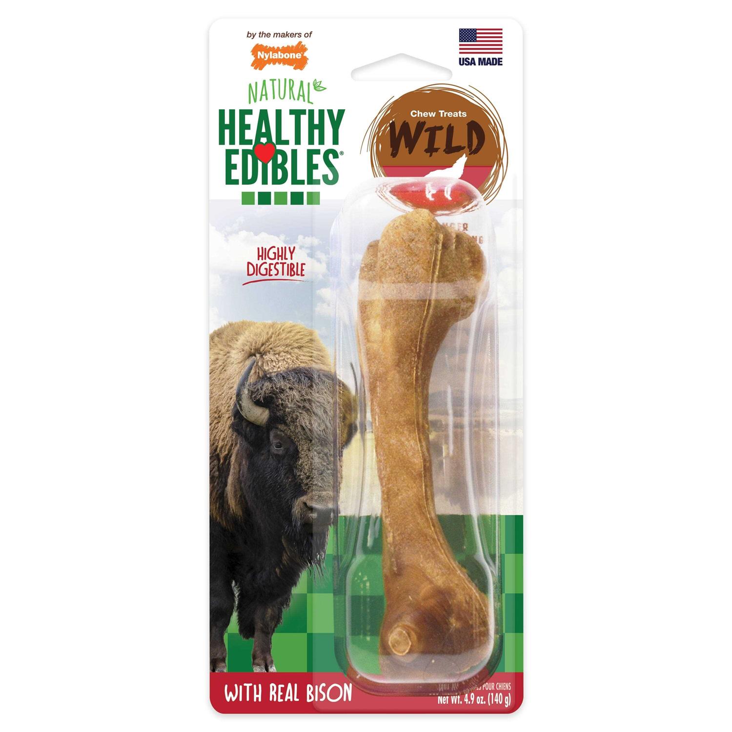 Nylabone Healthy Edibles Wild Natural Bison Chew Treats - Healthber