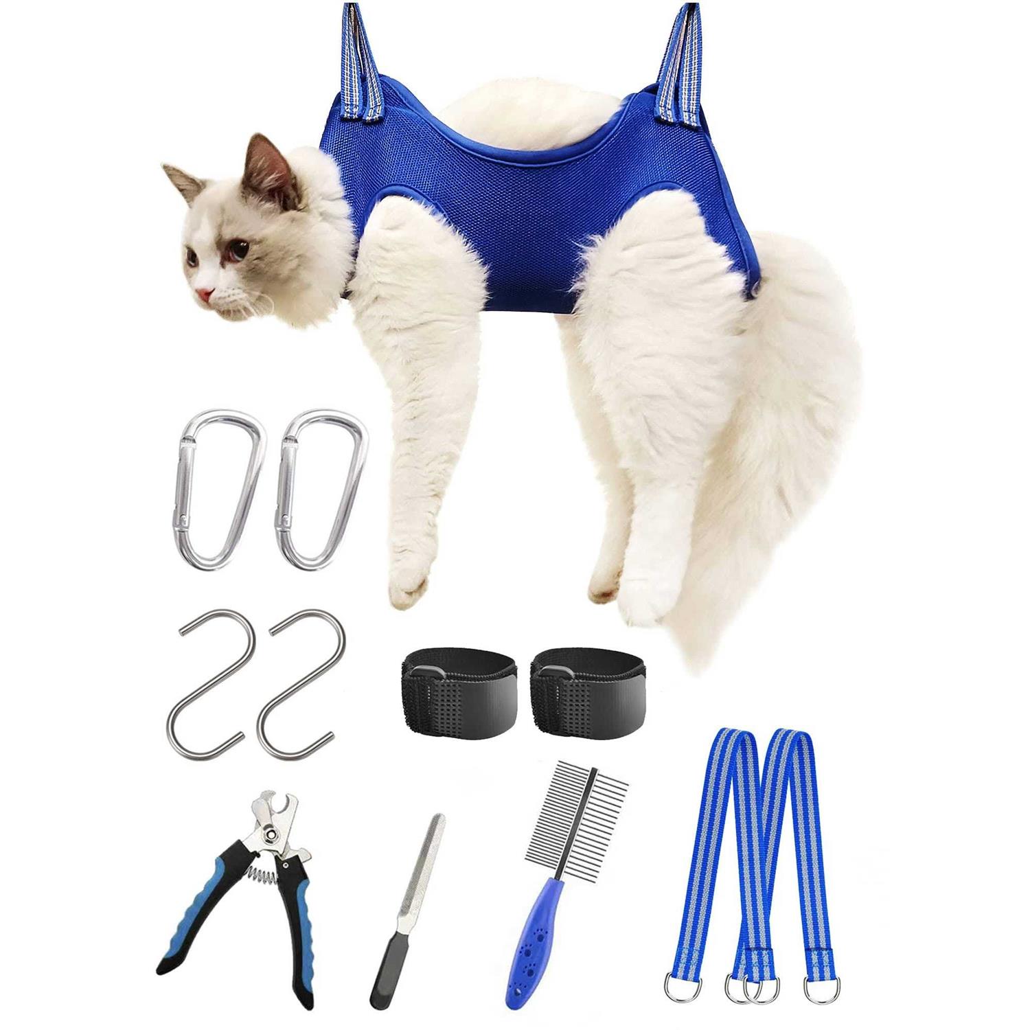 Kkiimatt 10 in 1 Pet Grooming Hammock Harness with Nail Clippers/Trimmer - Healthber