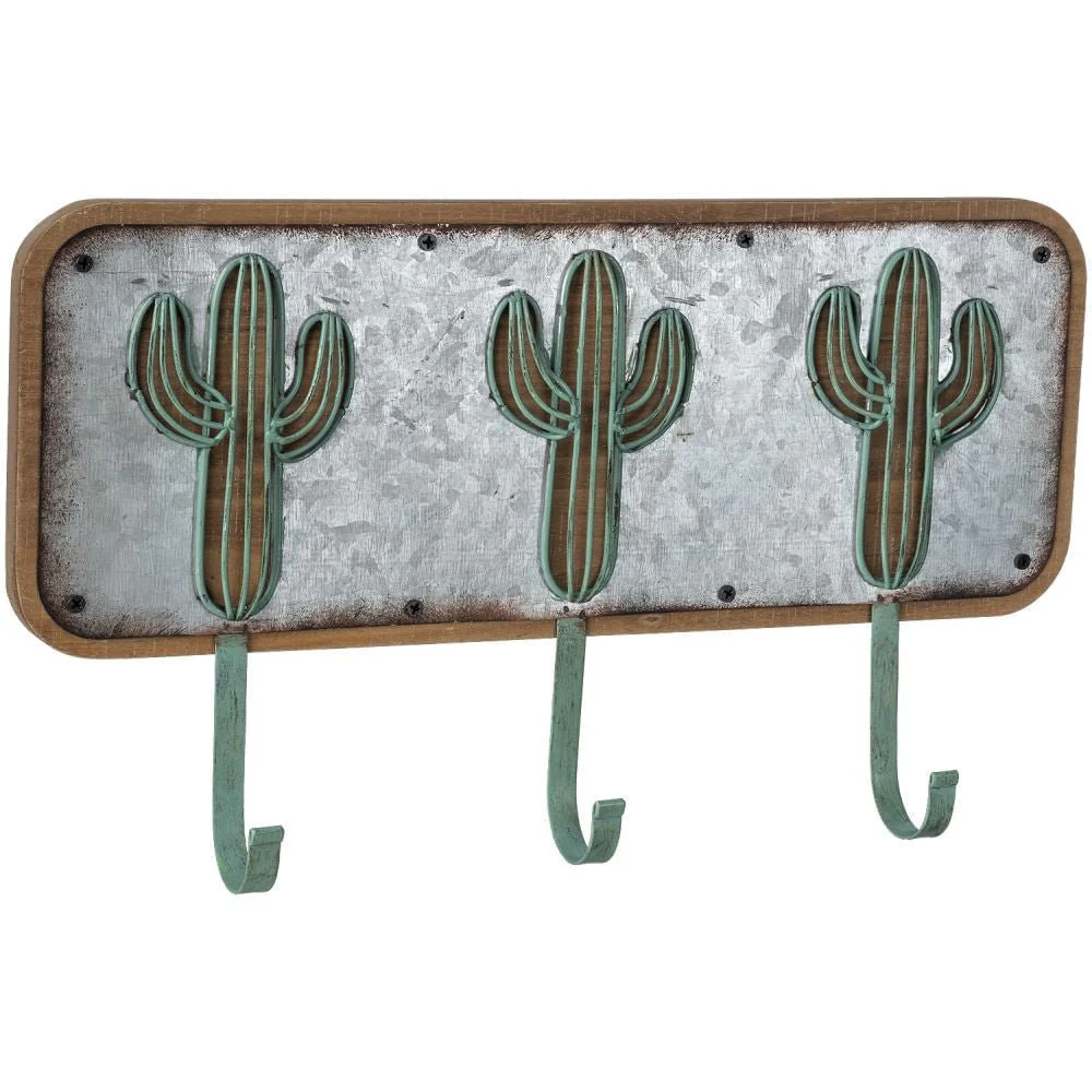 Southwest Cactus 3-Hook Wall Mount Hanging Hook, 19 x 16 - Healthber