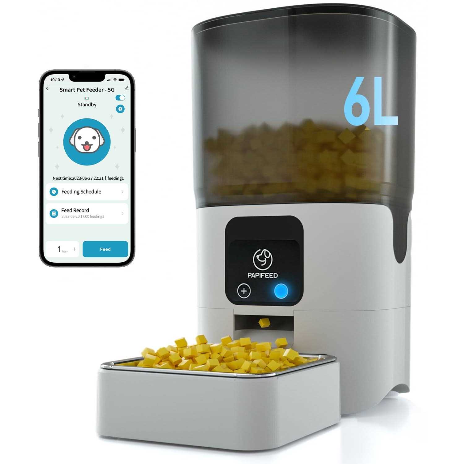 PAPIFEED 5G WiFi Automatic Cat Feeders Smart Automatic Cat Food Dispenser with Slow Feeding Mode - Healthber
