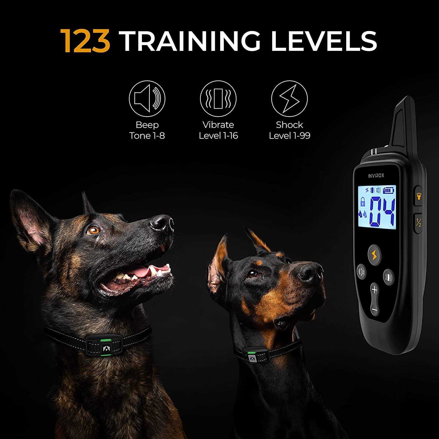 INVIROX X2 Dog Shock Collar For Large Dogs 123 Levels Dog Training Collar 1100Yards Range - Healthber
