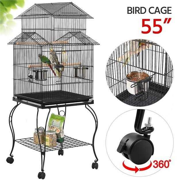 Yaheetech 55-in Triple Roof Rolling Bird Cage - Healthber