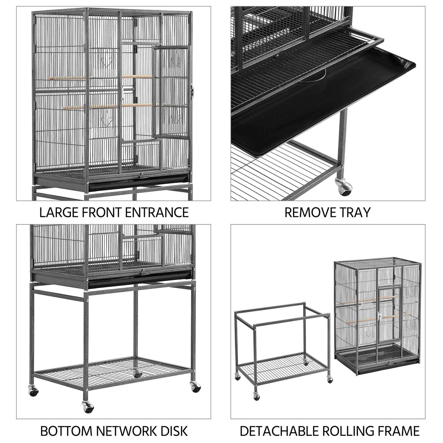 Topeakmart Metal Bird Cage with Rolling Detachable Stand - Healthber