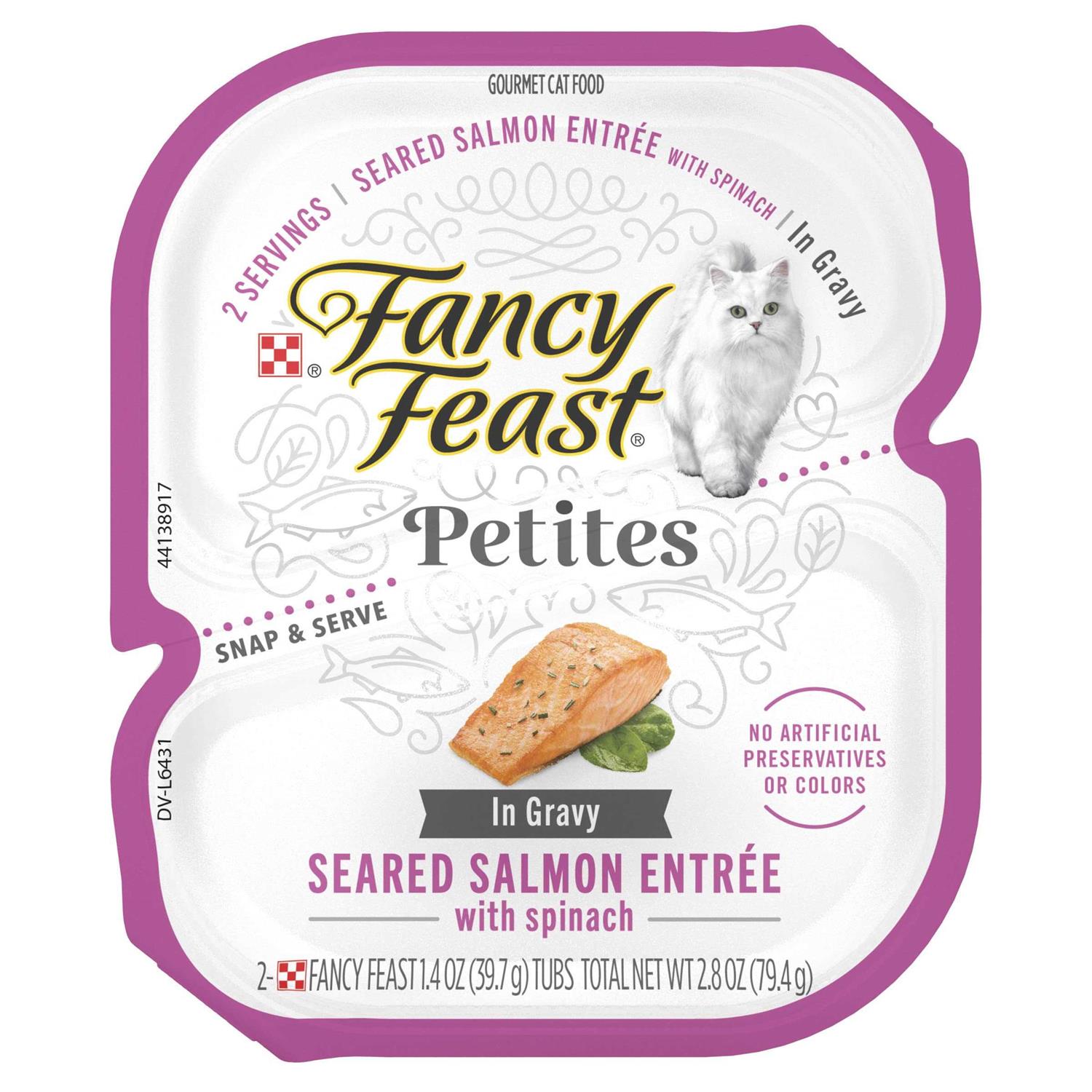 Fancy Feast Petites in Gravy Seared Salmon with Spinach Entree Wet Cat Food - Healthber