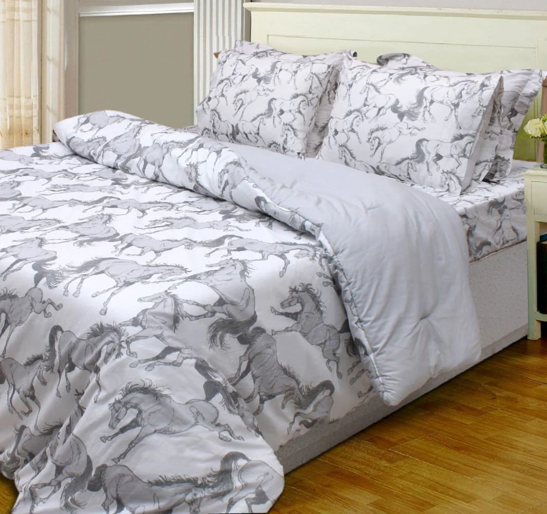 Lila Elegant Horse 3 Piece Comforter Set - Healthber