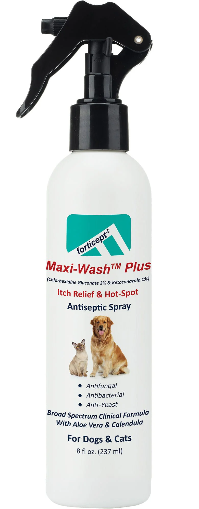 Forticept Maxi-Wash Plus Itch & Hot Spot Spray, 8 oz - Healthber