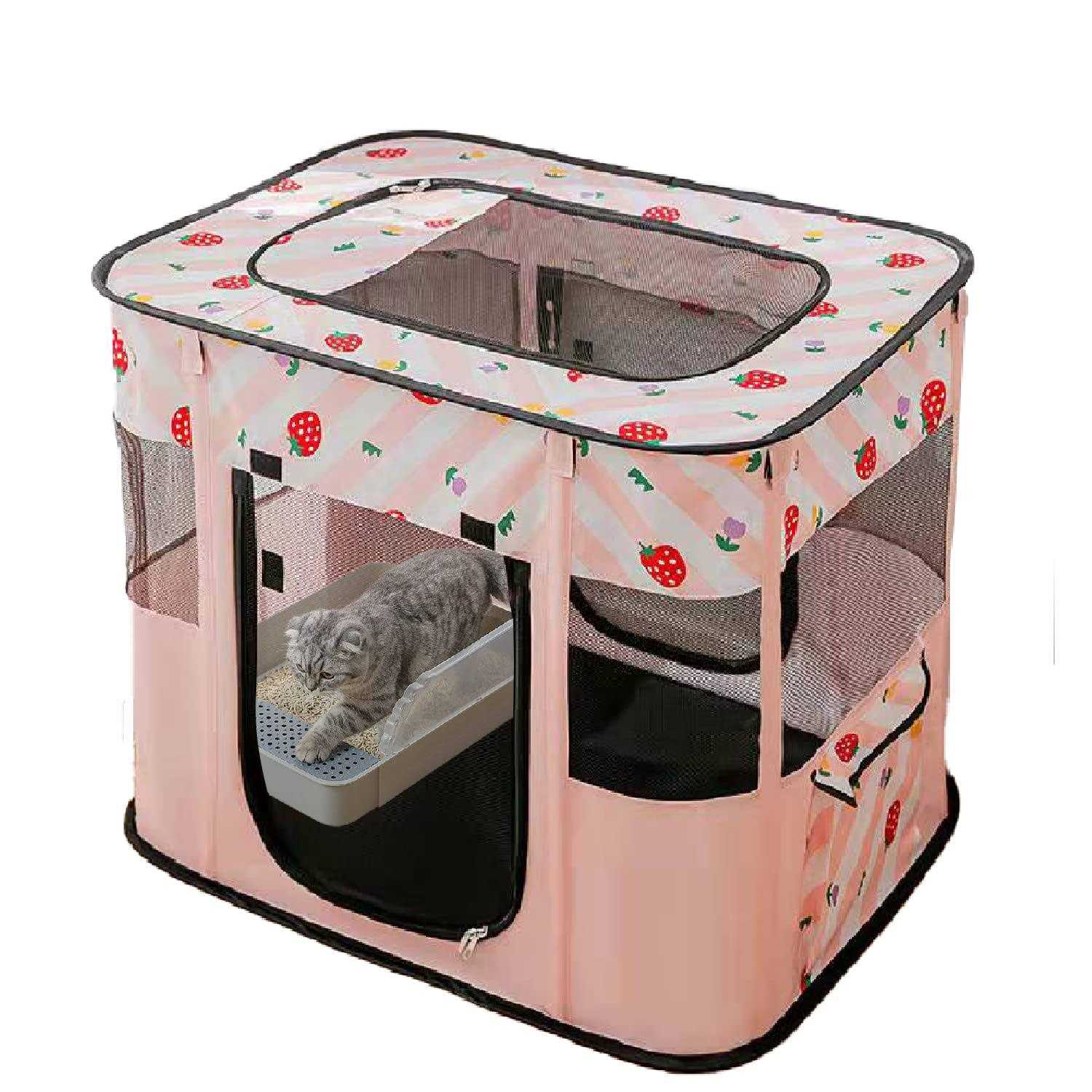 Carroza Portable Foldable Pet Playpen Collapsible Crates Kennel Playpen for Dog cat and Rabbit &Travel Playpen Outdoor or Indoor - Healthber