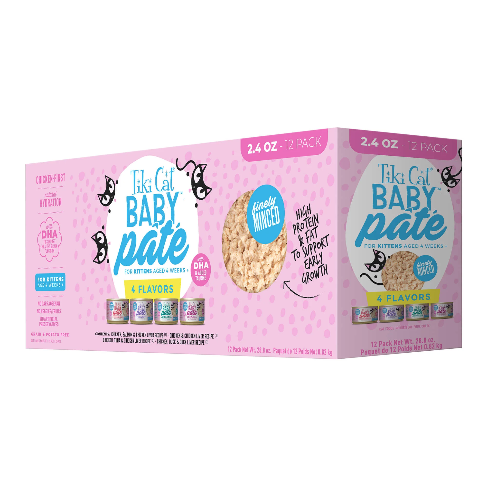 Tiki Cat Baby, Wet Kitten Food, Pate, Variety Pack, 2.4 oz Cans, 12 ct - Healthber