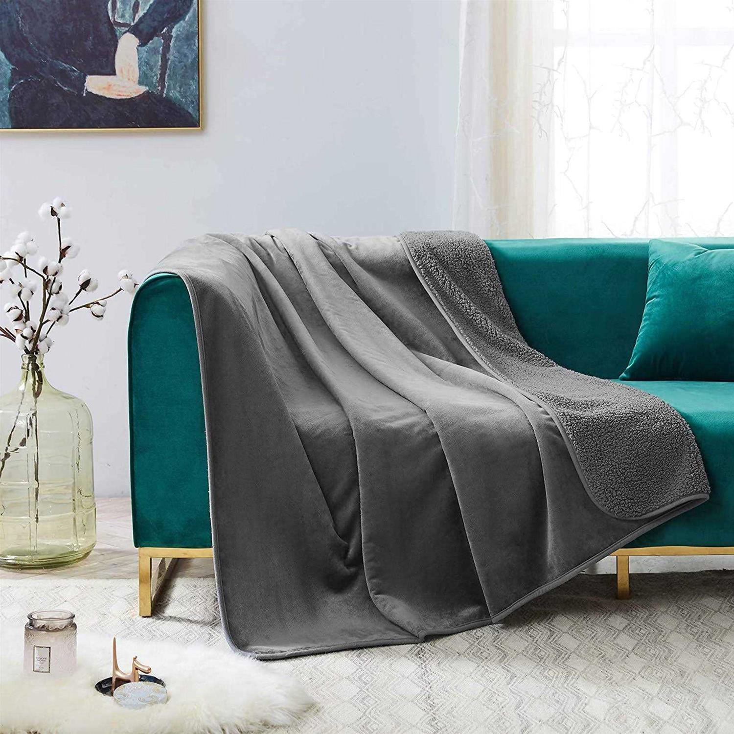 Grey Sherpa Waterproof & Leakproof Dog Blanket by allisandro Petproof Cover for Sofa - Healthber