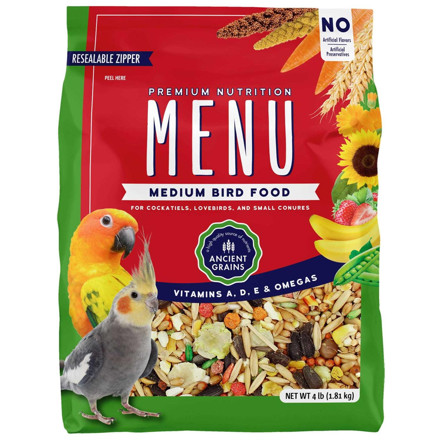 Menu Vitamin Fortified Food for Cockatiel, Lovebirds, and Small Consures - Healthber