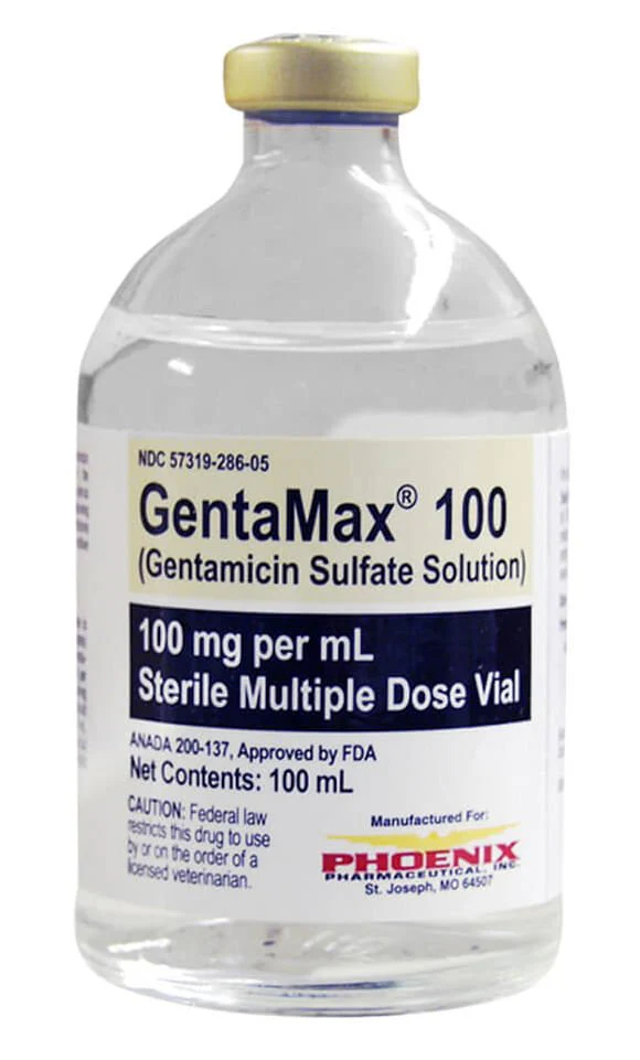 Rx GentaMax (gentamicin sulfate solution) 100 mg/mL Injection for Horses - Healthber