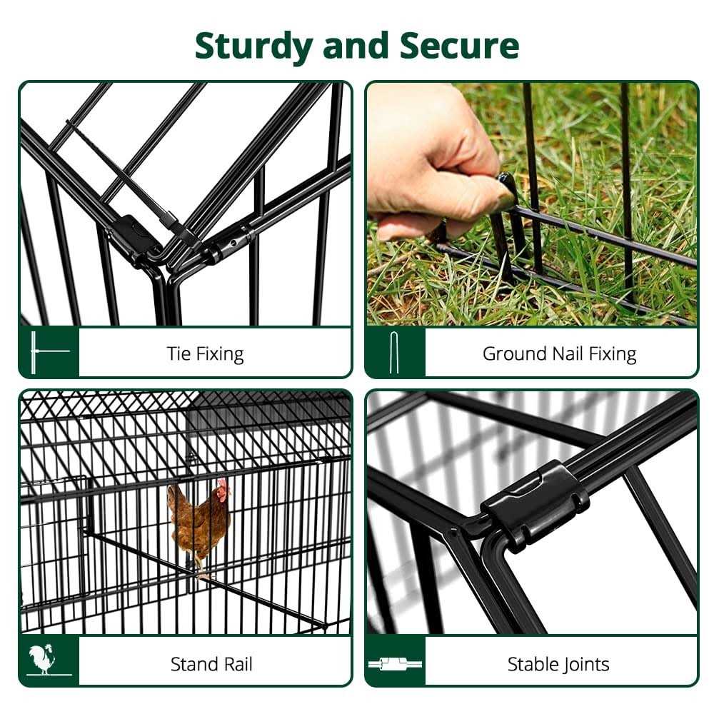 PawGiant Chicken Coop 86×40 Chicken Run Pen for Yard with Cover Outdoor Metal Portable Chicken Tractor Cage Enclosure Crate Outside for Small - Healthber