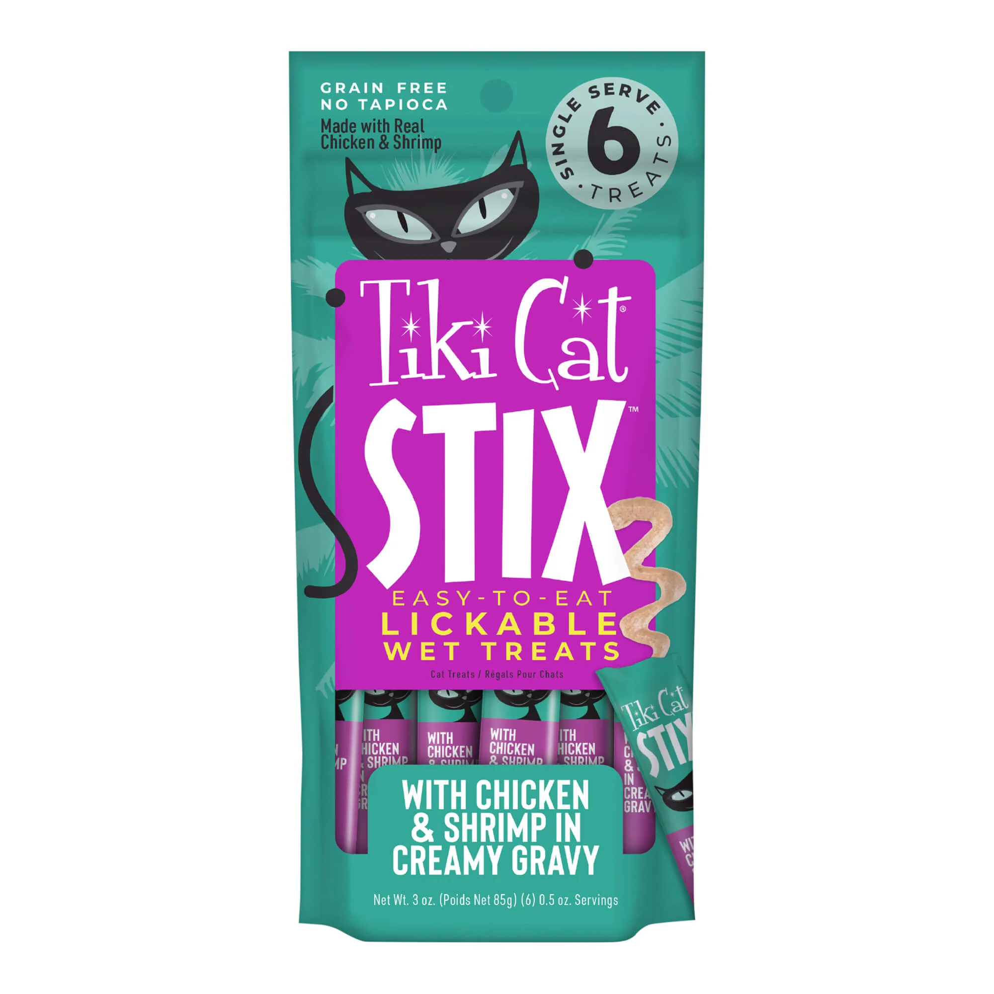 Tiki Cat Stix Wet Cat Treats, Chicken & Shrimp, Case of 12 (6 ct) - Healthber