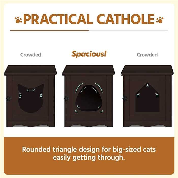Topeakmart Espresso Furniture Indoor Cat Litter Box - Healthber