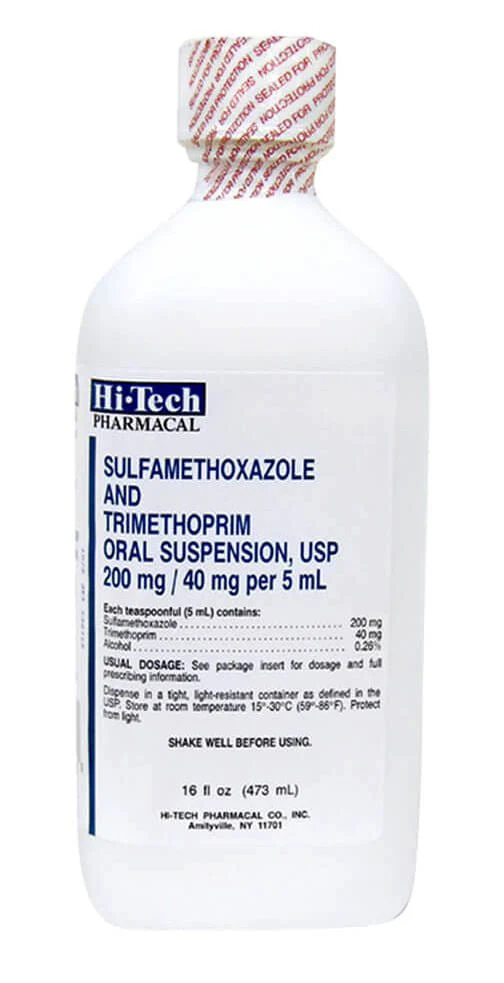 Rx SMZ/TMP (sulfamethoxazole and trimethoprim) 240mg/5mL, 473 mL Suspension - Healthber