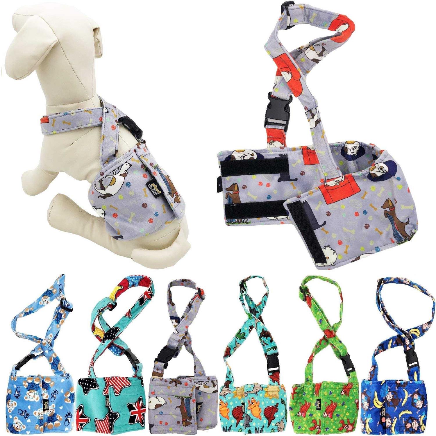 Washable Dog Diaper for Male Boy Fleece Belly Band Reusable with Suspender size - Healthber