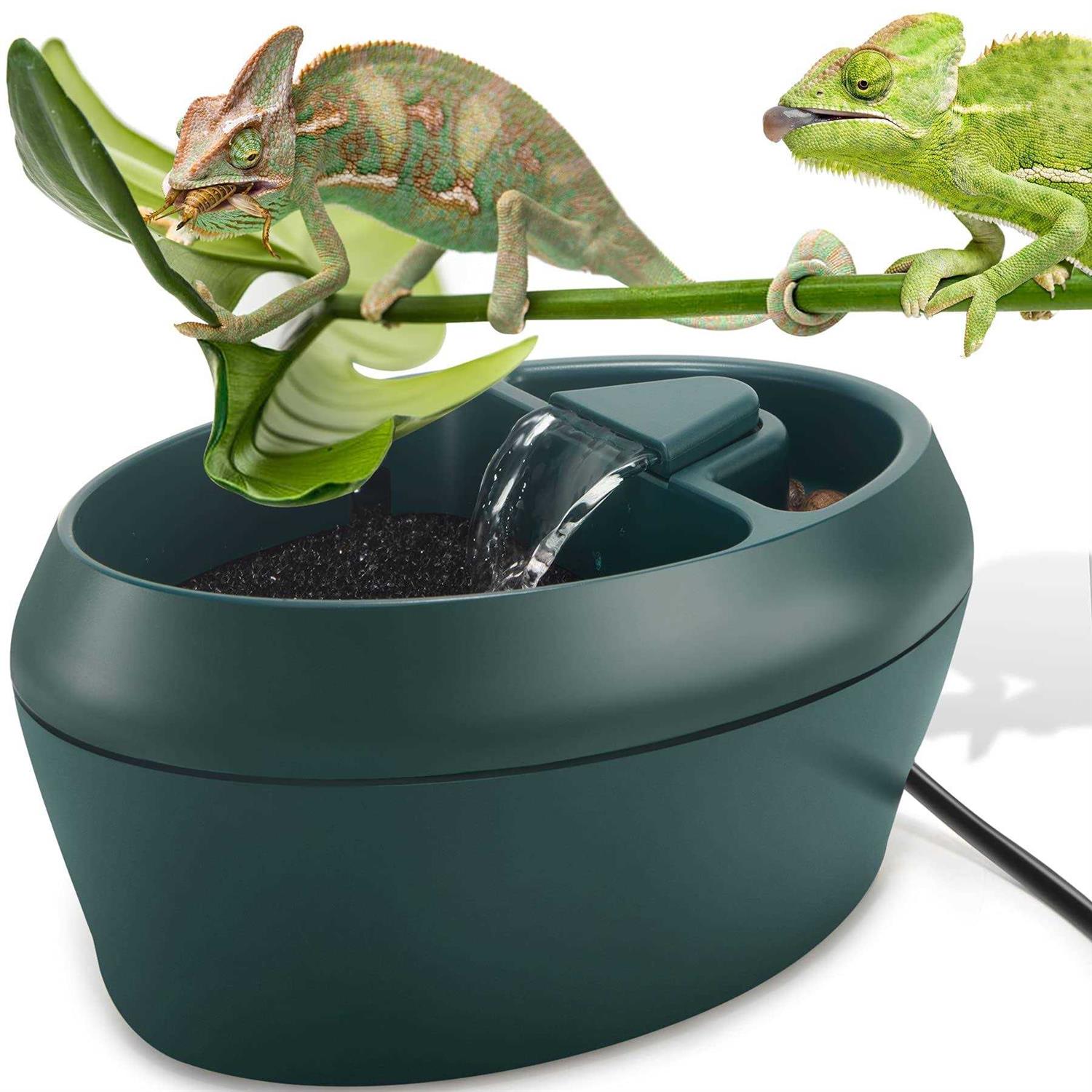 NEPTONION Reptile Chameleon Cantina with Snacks Trough Drinking Fountain Water Dripper for Amphibians Insects Lizard Turtle Snake Spider Frog Gecko - Healthber