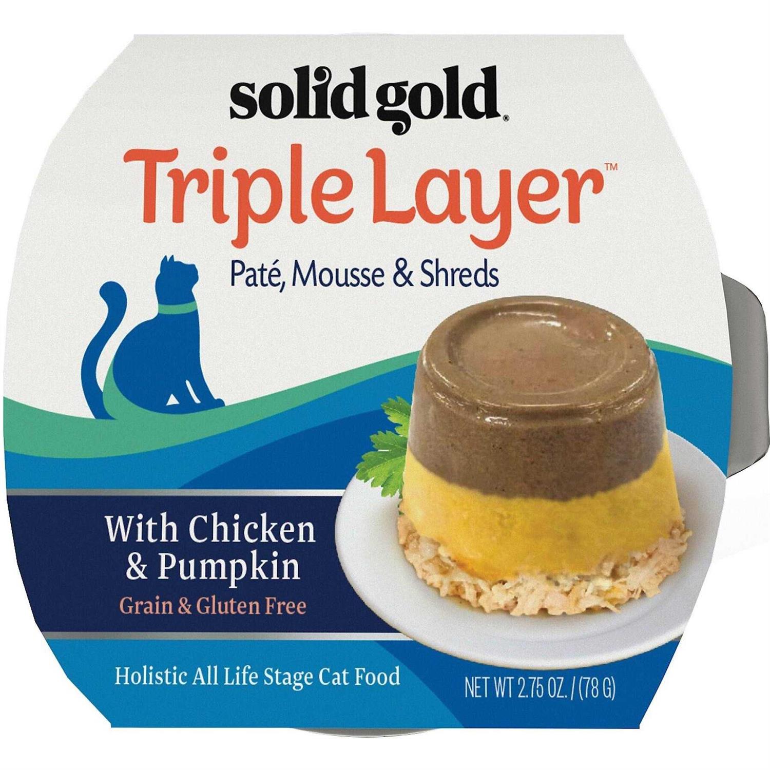 Solid Gold Triple Layer Pate Mousse & Shreds Pumpkin Cat Food - Healthber