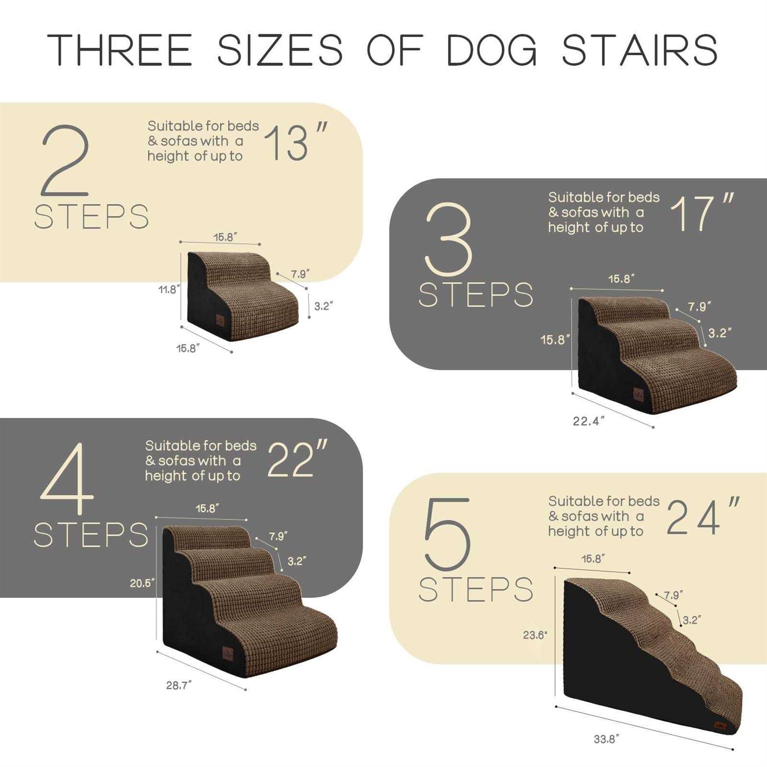 blunique Dog Steps for High Bed 4-Step Dog Ramps for Small Dogs Dog Stairs to Bed Pet Stairs for Couch Corduroy Non-Slip High Density Foam Pet - Healthber