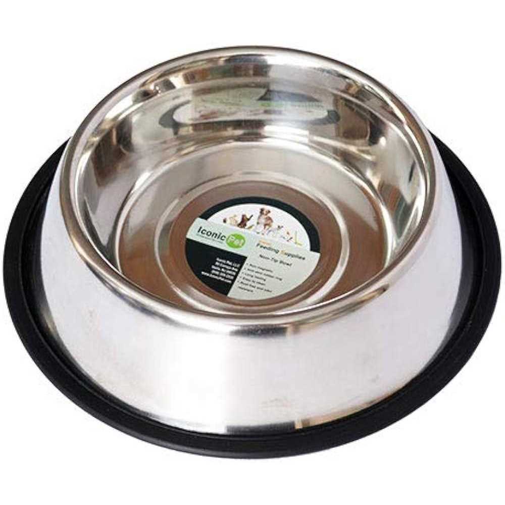 Iconic Pet 2 pack Stainless Steel Non-Skid Pet Bowl For Dog Or Cat - Healthber