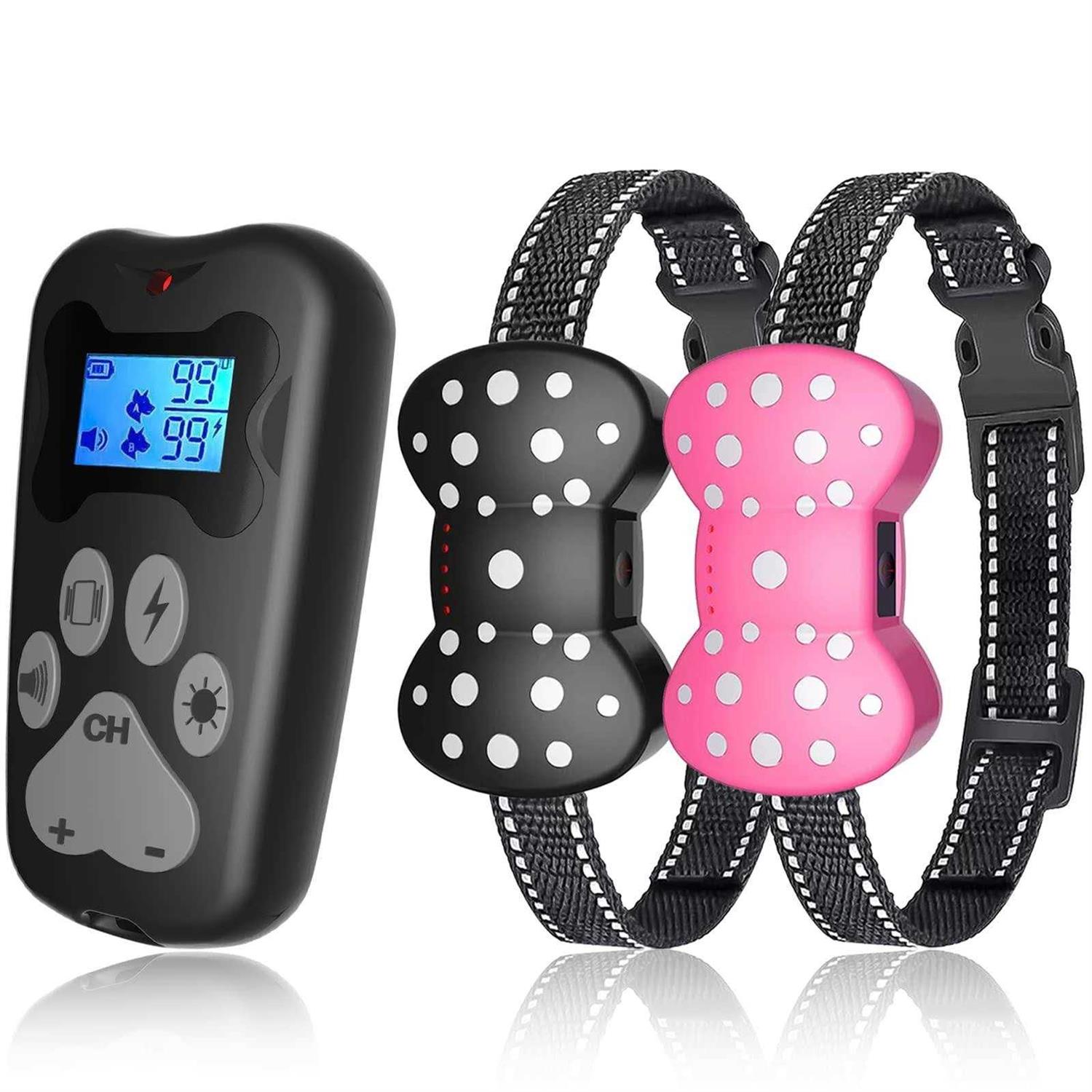 Shock collar for 2 Dogs, Rechargeable Electric Dog Training collar, 3000Ft Remote Range Dog Training collar with Beep Vibration and Shock - Healthber