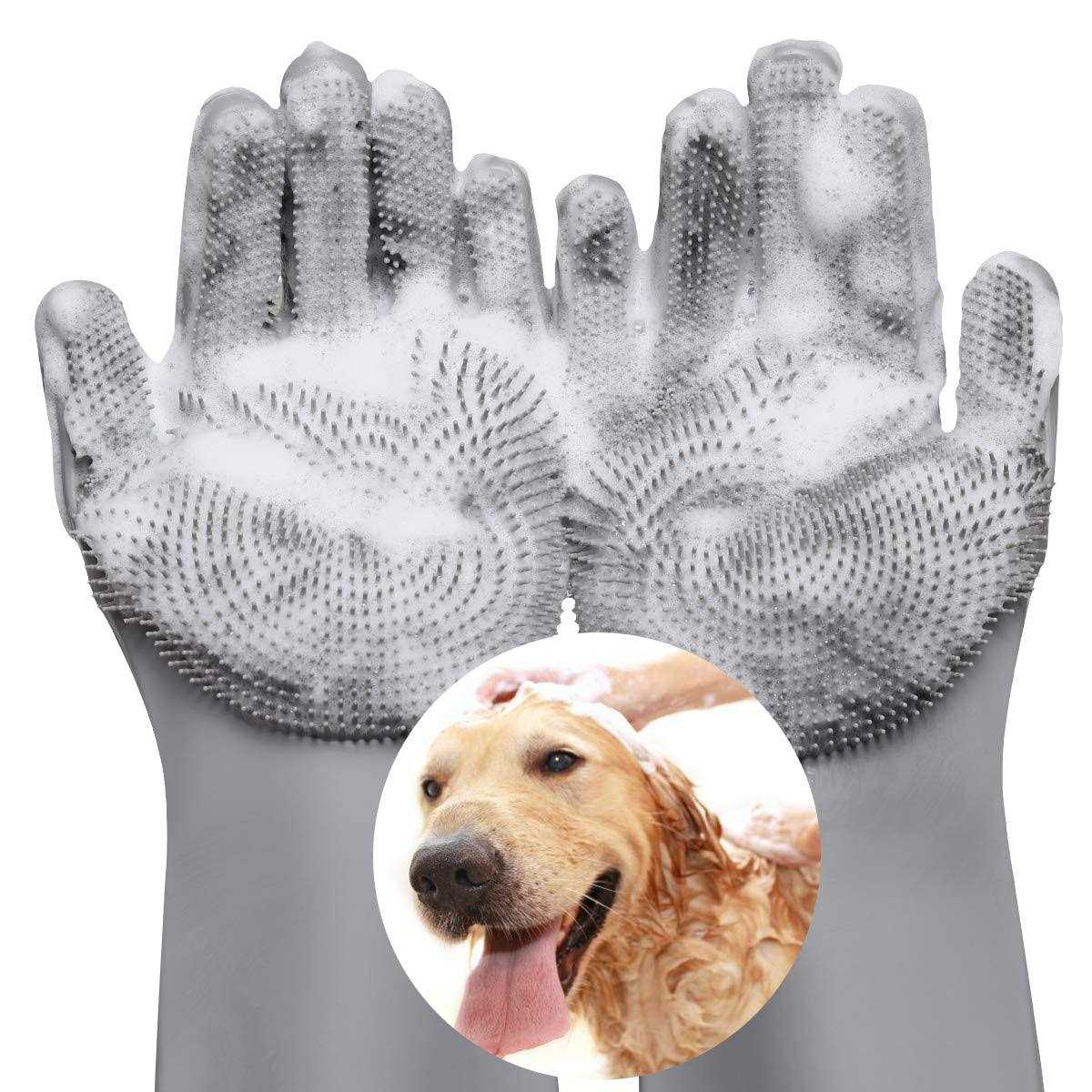 VavoPaw Magic Pet Grooming Gloves Dog Bathing Shampoo Gloves with High Density Teeth - Healthber