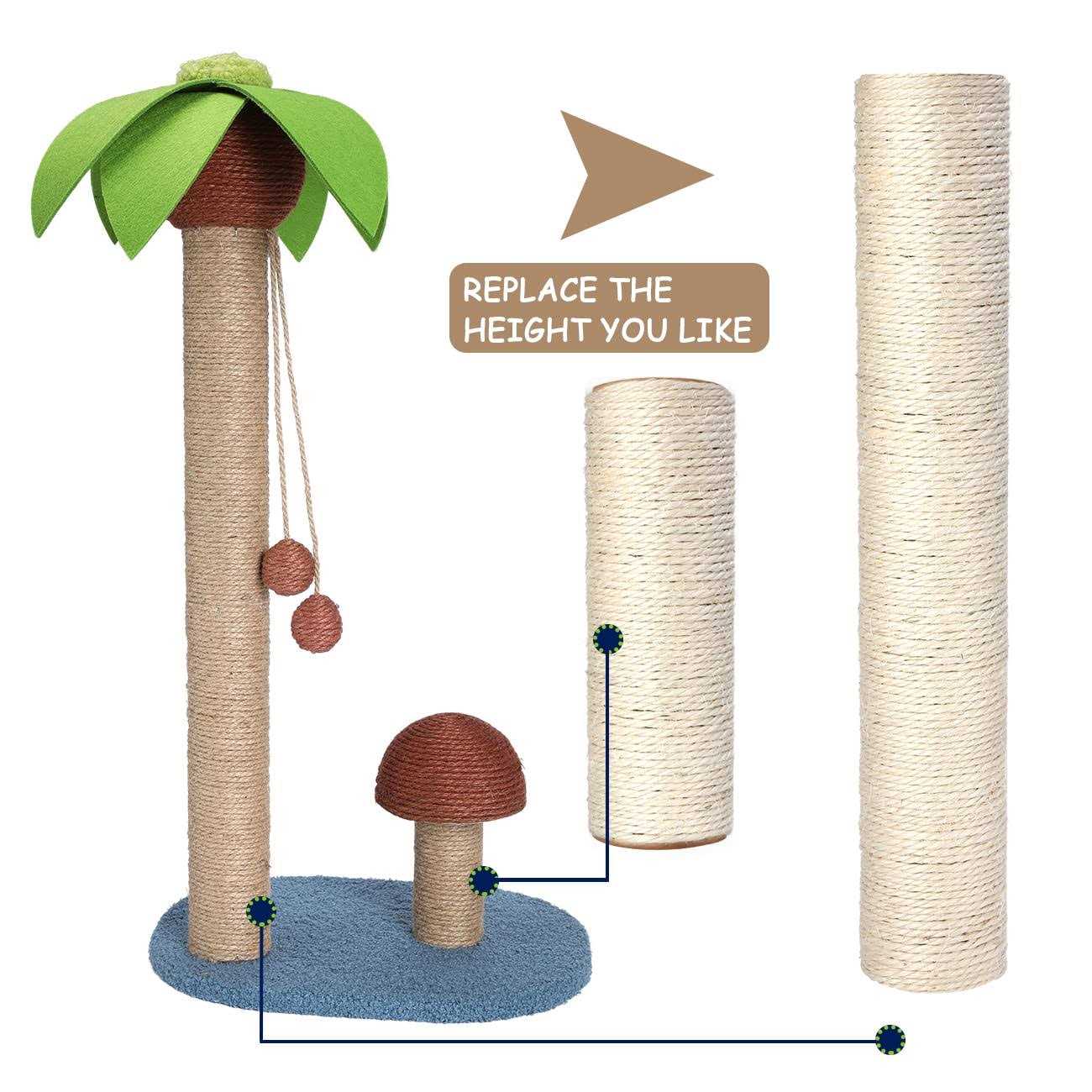 Barelove 4 Pack Cat Scratching Post Replacement 15.7“ 7.9 Natural Sisal Rope Scratcher Posts Refill for Indoor Kittens Tower - Healthber