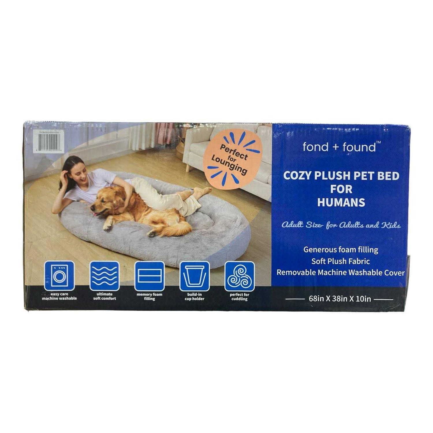 Fond + Found Large Cozy Plush Pet Bed for Humans - Healthber