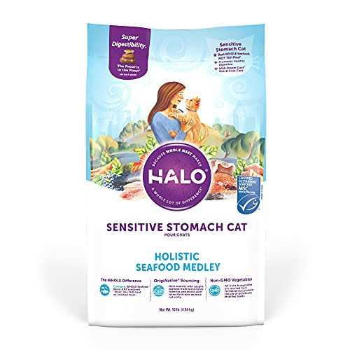 Halo Holistic Seafood Medley Sensitive Stomach Dry Cat Food - Healthber