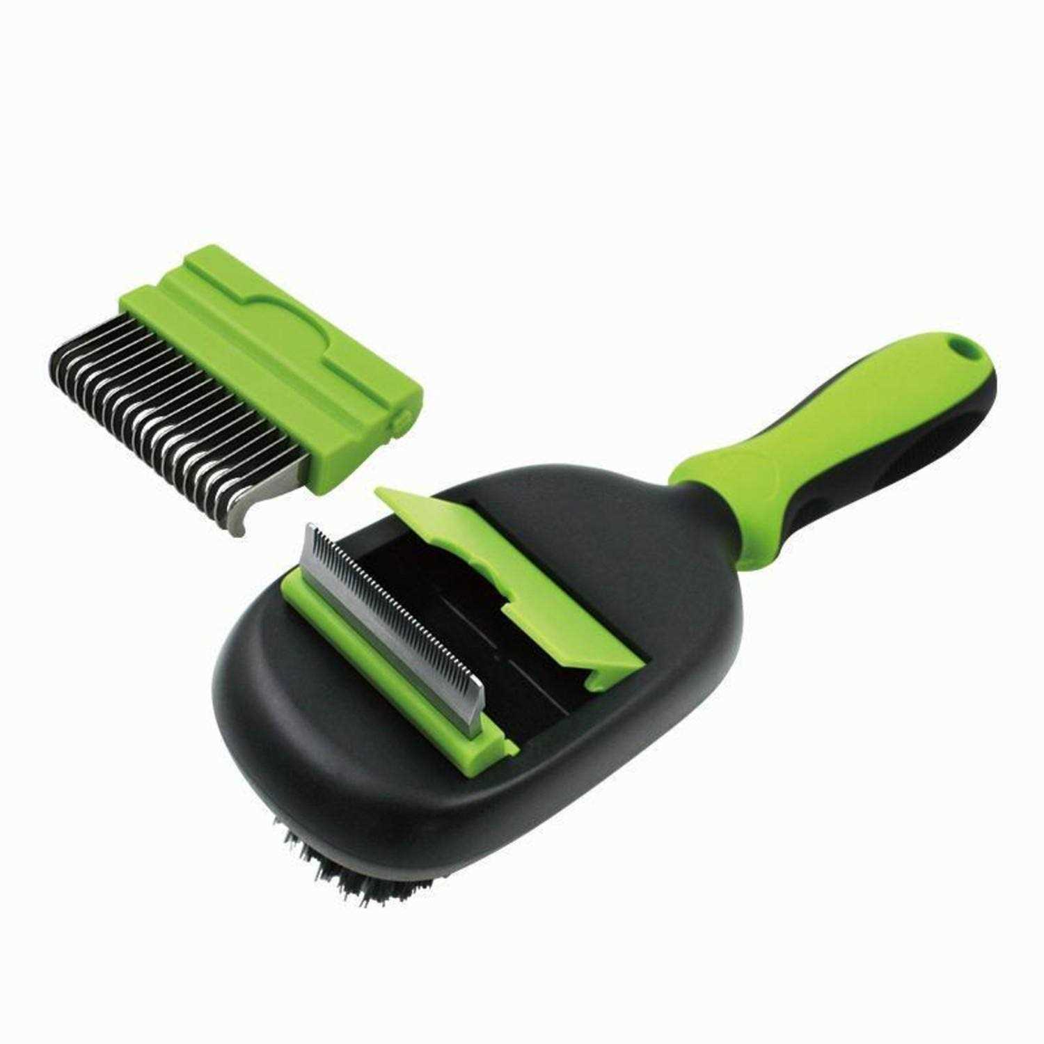 Pet Life Conversion 5-in-1 Interchangeable Dematting and Deshedding Bristle Pin and Massage Grooming Pet Comb - Healthber