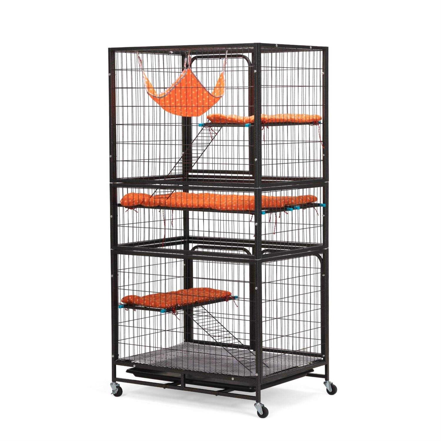 Coziwow 4-Tier Wire Cat Cage Pet Enclosure with Removable Wheels - Healthber