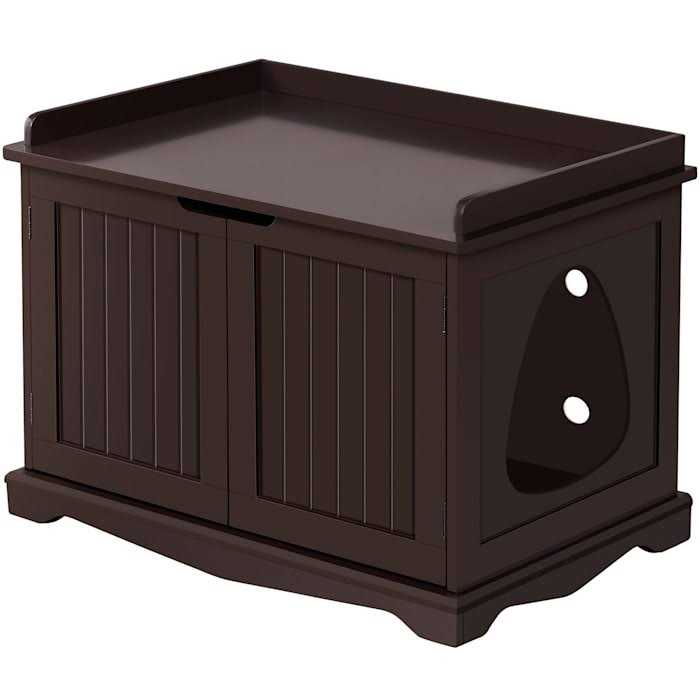 Topeakmart Decorative Espresso Furniture Hidden Washroom Cat Litter Box - Healthber