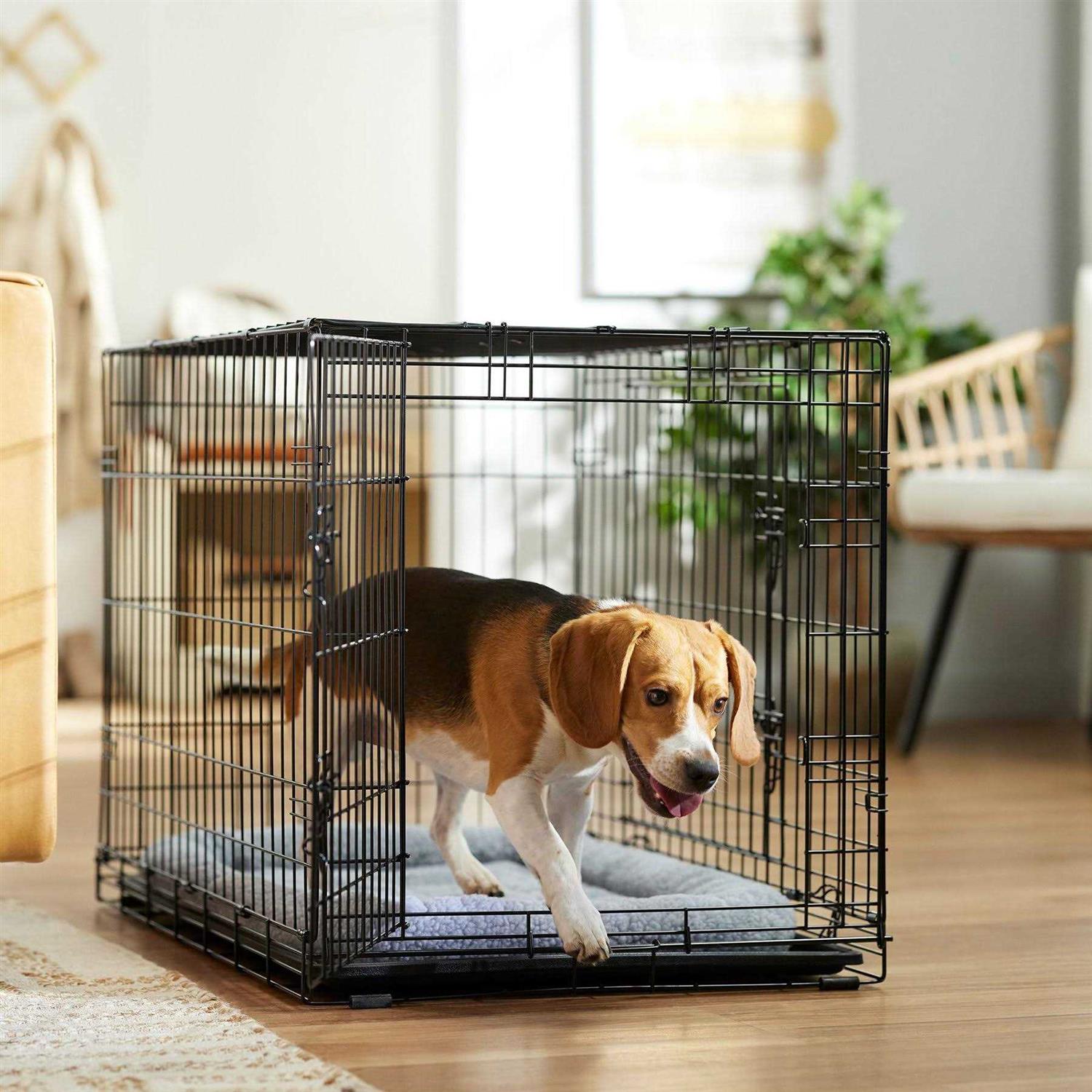 Frisco Heavy Duty Fold & Carry Double Door Collapsible Wire Dog Crate - Healthber