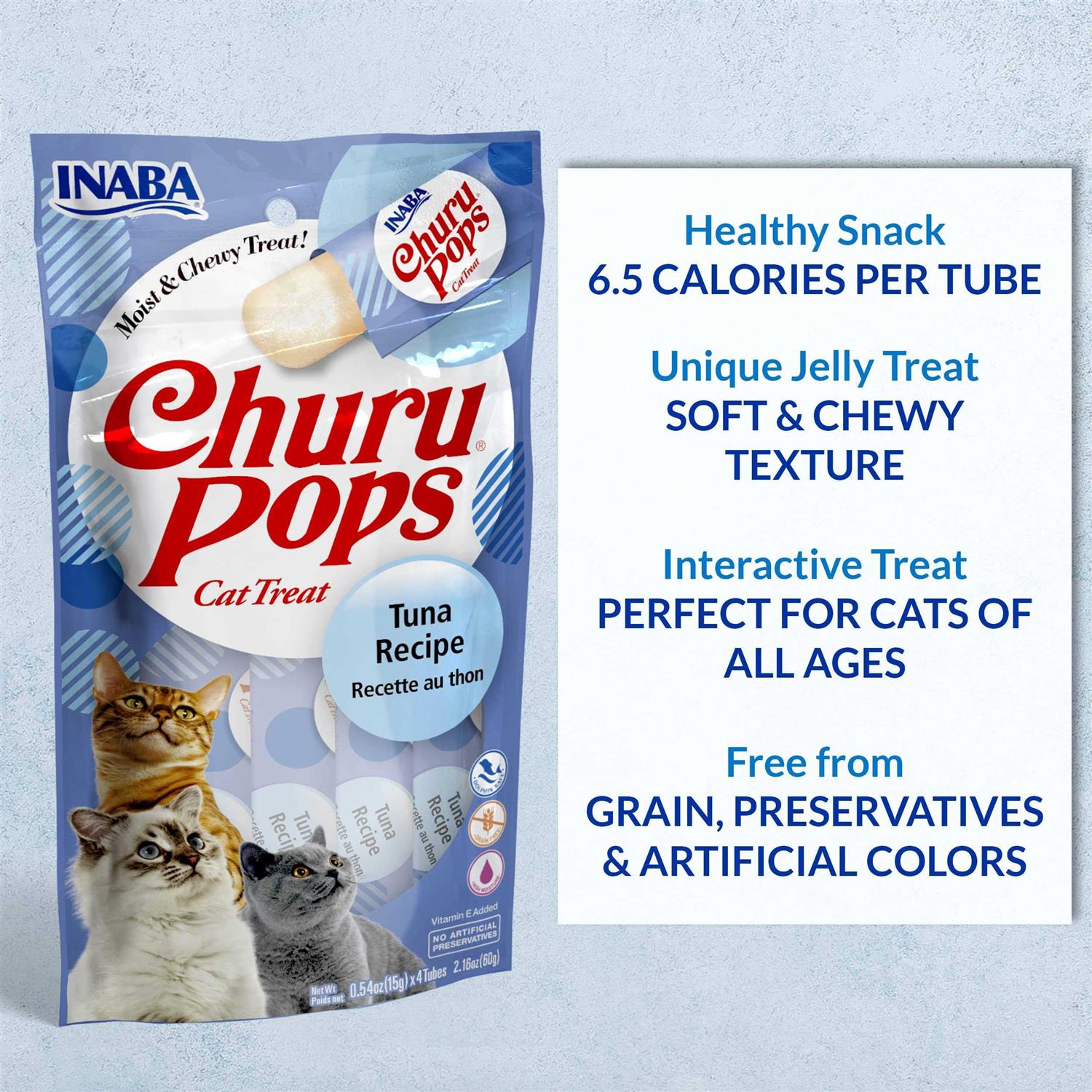 Inaba Churu Pops Moist & Chewy Tuna Recipe Lickable Cat Treats - Healthber