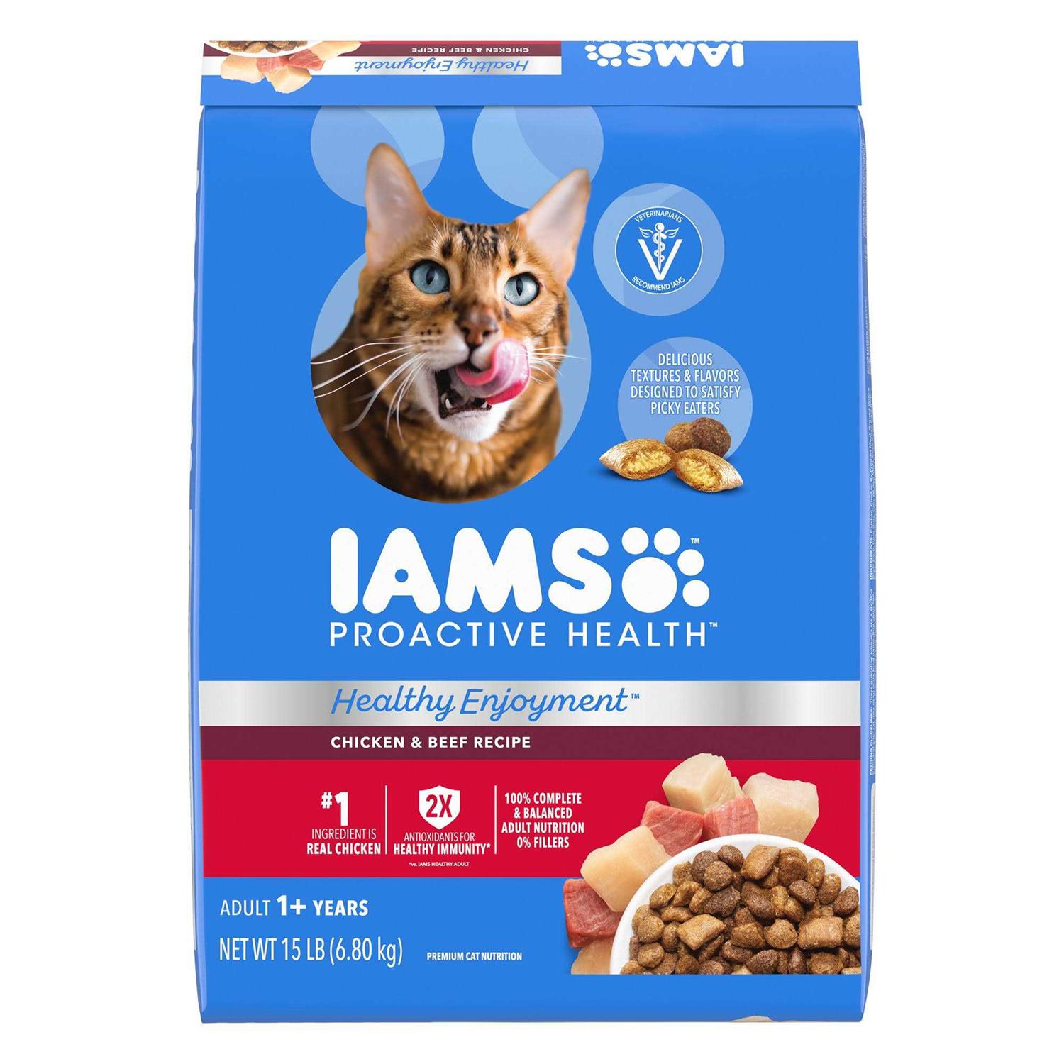 Iams Healthy Enjoyment Chicken & Beef Dry Cat Food - Healthber